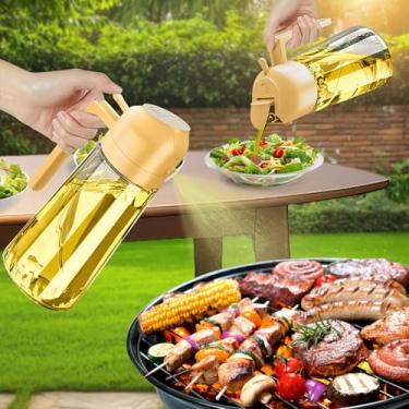 Imagem de Frasco dispensador de óleo de vidro de 450 ml com função de spray, pulverizador de azeite de oliva recarregável para cozinhar, frasco multifuncional de spray de óleo de cozinha