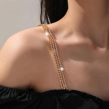 Imagem de Sutiã com strass antiderrapante, alças ajustáveis, enfeitadas com cristal, moda de verão, corrente corporal, acessórios de lingerie para mulheres, Medium, latão, Sem Pedra Preciosa