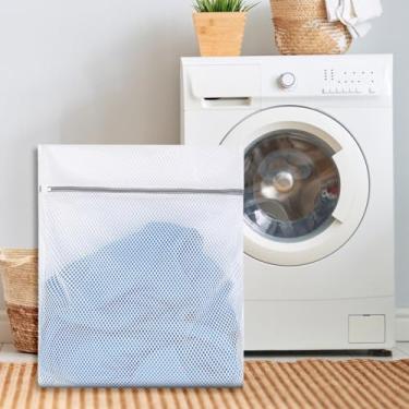 Imagem de Sacos de lavagem de malha, saco de lavagem para máquina de lavar, saco de lavagem de rede com zíper, bolsa de secadora (1 peça, 60 x 50 cm)