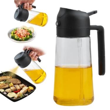 Imagem de Garrafas de spray de cozinha de 470 ml, pulverizador de óleo doméstico para cozinhar, frasco dispensador de óleo 2 em 1 para utensílios essenciais de cozinha, fritadeiras a ar, saladas e grelhadores