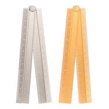 Imagem de Generic 2 réguas retas dobráveis de 30 cm, transferidor métrico de liga de alumínio, régua angular dobrável, ferramenta de medida geométrica com linha angular para escritório de arquiteto, cáqui