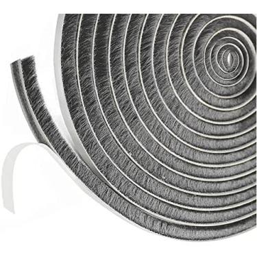 Imagem de Excluidor de rascunho de 4,9 m para janelas de portas, 0,9 cm x 0,9 cm, fita adesiva para remoção de intempéries, fita de vedação autoadesiva, cinza