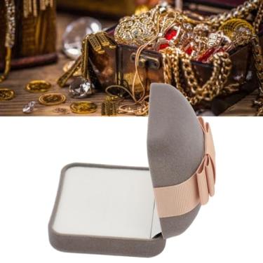 Imagem de Caixa de joias de veludo, com forro macio, elegante, estojo de armazenamento de joias de veludo, cinza escuro para pedido (caixa de anel)