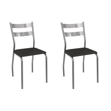 Imagem de Cadeira Sala De Jantar Bali 2c141cr Aço Kit 2 Un Cromado-ano Preto - Kappesberg