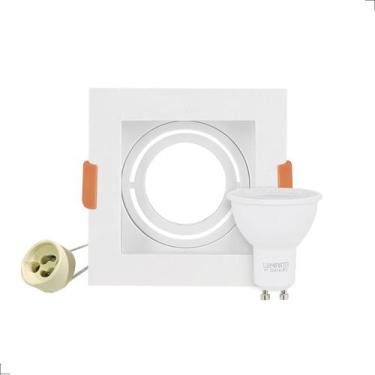 Imagem de Kit Spot Embutido LED Dicroica MR16 2700K Recuado Quadrado Direcionáve