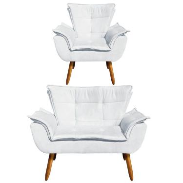 Imagem de Kit 01 Namoradeira E 01 Poltrona Opala Suede Pés Palito