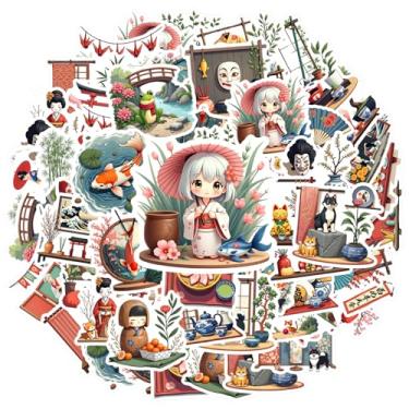 Imagem de 50 adesivos tradicionais de papelaria de gato da sorte da cultura japonesa para cerimônia do chá tradicional para guitarra, laptop, capacete, skate, guitarra, faça você mesmo, skate, laptop, decoração