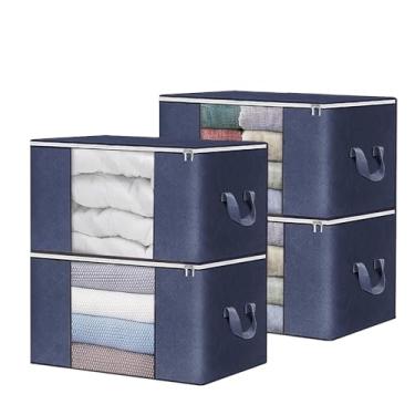 Imagem de 4 Caixa Saco Organizador Edredom Cobertor Guarda Roupa Armário Anti-Poeira Umidade Insetos Multiuso(Azul 4 G)