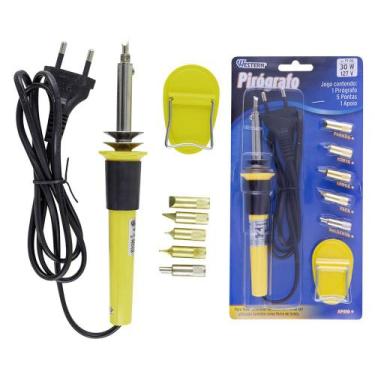 Imagem de Pirografo Gravador E Soldador Com 5 Pontas 30w 127v Para Madeira e Cou
