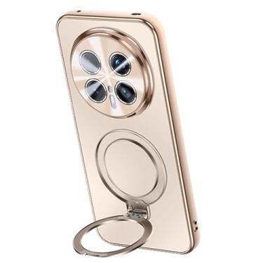Imagem de LTLMYDAM Capa magnética para Honor Magic 8 Pro/8, capa fosca ultrafina à prova de choque com suporte de anel giratório, dourado, 8 Pro