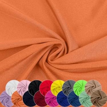 Imagem de Tecido de nylon elastano, 80% nylon, 20% elastano, tecido de lycra, roupa de banho, tecido esportivo elástico em 4 direções, dança, ioga (laranja, 1 jarda)