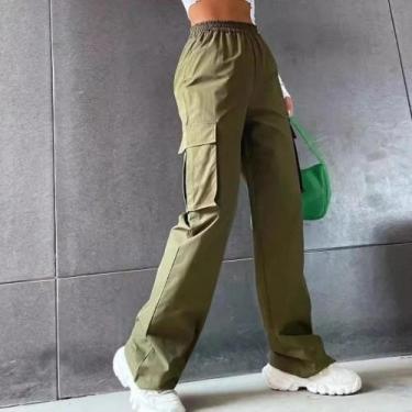 Imagem de Calças Cargo Femininas De Cintura Alta, Estilo Casual Chic, Joggers Re