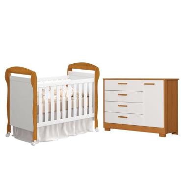 Imagem de Jogo De Quarto Infantil Cômoda Zaki E Berço Mini Cama Danny Branco Fosco-savana - Reller Móveis Branco Fosco-savana