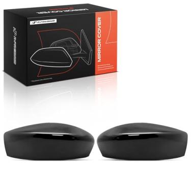 Imagem de A-Premium 2 peças de tampas de espelho retrovisor do lado do motorista e do passageiro - Compatível com Nissan Versa 2022, LEAF Kicks 2018-2024, Kicks 2018-2024 - Preto liso, sem furo de seta