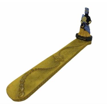 Imagem de Incensário Régua Logunede Azul E Amarelo 24 Cm Resina - Lua Mística - 