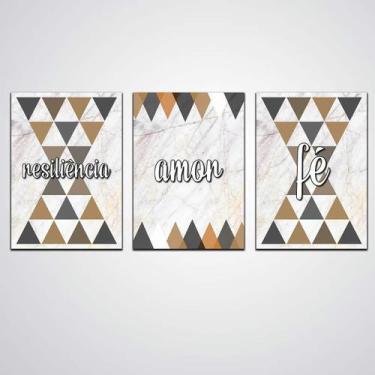 Imagem de Quadro Resiliencia Amor E Fé Kit De Quadros Decorativo A4 - Quadros Ta