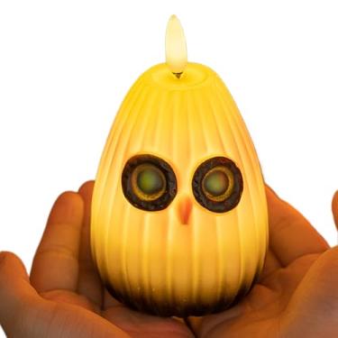 Imagem de Velas de bateria – Velas falsas em forma de coruja, luzes noturnas, acessórios de mesa para cozinha, quarto, leitura, restaurante, pátio ao ar livre