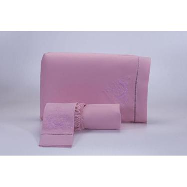 Imagem de Jogo Lençol Casal Super King 3 Peças Rose 200 Fios Algodão - Thais Enx