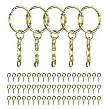 Imagem de Argola Com Corrente 23mm Resistente Artesanato Com Pitão Criação De Chaveiro (500, Dourado, 23mm)