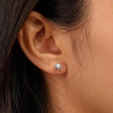 Imagem de Conjunto de brincos femininos banhados a ouro 18 K para cartilagem de zircônia cúbica pequena de 5 mm, standard, Cobre, Sem pedra preciosa