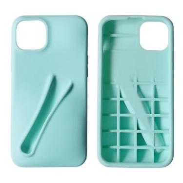 Imagem de Jtsery Capa com suporte de brilho labial para iPhone 8, capa de brilho labial com design elegante de silicone para mulheres e meninas, capa engraçada para iPhone 6/6S/7/8/SE 2020 4,7 polegadas (menta)