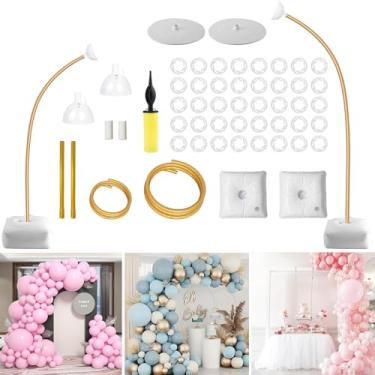 Imagem de Balloon Arch Stand, 2.5M & 1.5M Half Balloon Arch Stand, Free Bend Balloon Column Stand for Floor Suitable for Wedding, Birthday, Graduation, Anniversary, Gold