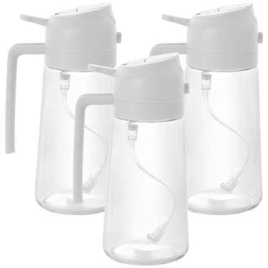 Imagem de KHZSPP 3 peças de pulverizador de óleo 2 em 1 para cozinhar, dispensador de garrafa de vidro de 470 ml, bocal premium para derramar e pulverizar, dispensador de óleo para cozinha, fritadeira a ar