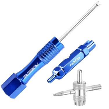Imagem de Kit de ferramentas de remoção de haste de válvula de pneu de 3 peças: Removedores de núcleo de válvula Presta & Schrader + Ferramenta de reparo de extrator de haste 4 em 1