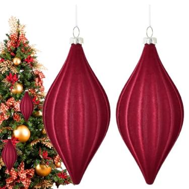Imagem de Bolas De Natal De Veludo - 2 Peças Forma De Losango - Decorações Bolas Natal Inquebráveis,Para Interior Exterior Parapeitos Janela Jardim Reuniões Familiares Festas Feriado Alpendre