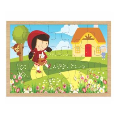 Imagem de Quebra-Cabeça Chapeuzinho Vermelho Brinquedo Educativo MDF - Maninho B