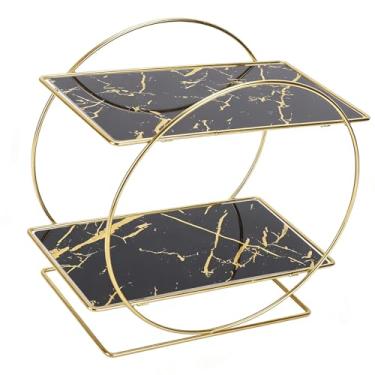 Imagem de Fockety Organizador de Bancada, Ferro Multifuncional de 2 Camadas, Organizador de Balcão de Banheiro, Prateleira de Armazenamento de Bancada para Banheiro, Cozinha, Sala de Estar, (BLACK)