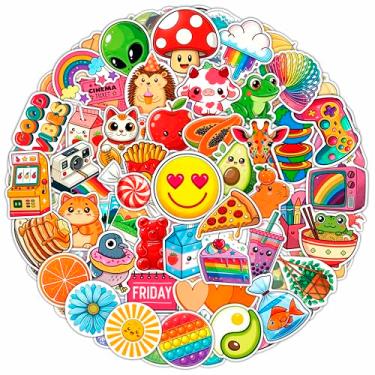 Imagem de 100 peças de adesivos kawaii à prova d'água para laptop - adesivos fofos para garrafa de água infantil - decalques fofos para crianças, lembrancinhas de festa - presentes para meninos e meninas