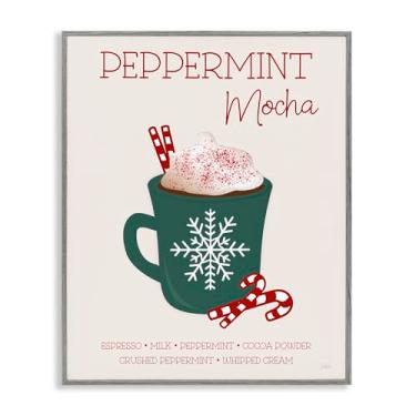 Imagem de Stupell Industries 'Peppermint Mocha Seasonal Drink', arte giclée emoldurada, cinza, 28 x 35 cm