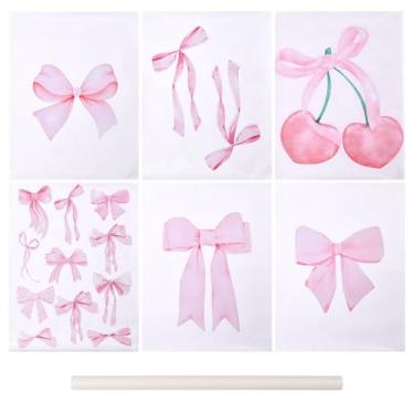 Imagem de FREEBLOSS 6 peças de pôsteres rosa 30,5 x 40,6 cm decoração de arco e cerejeira pôsteres em tela decorativo sem moldura para decoração de sala de estar e quarto, presente para meninas