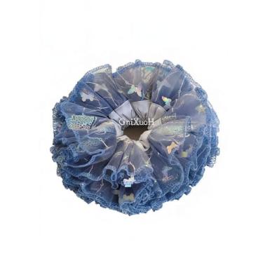 Imagem de Laço de cabelo feminino de tule, apertado, suporte de rabo de cavalo com faixas elásticas para meninas, grosso, fino, encaracolado