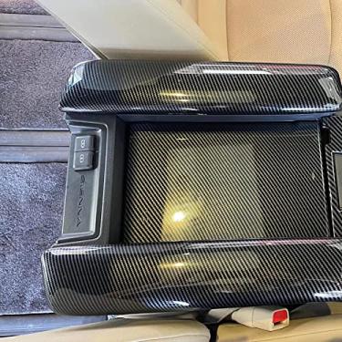 Imagem de RQING Para Toyota Sienna 2021 2022 2023 2024 2025 2026 console central frontal caixa de apoio de braço painel painel guarnições padrão de fibra de carbono