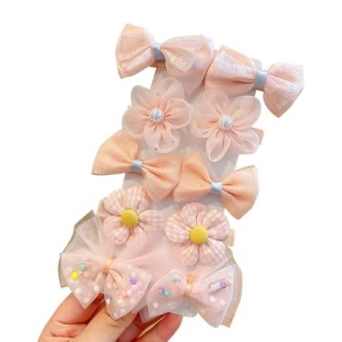 Imagem de Conjunto de 10 grampos de cabelo para meninas, laços de cabelo com laço doce - suportes de rabo de cavalo com laço elástico, acessórios de cabelo para bebês, meninas e crianças