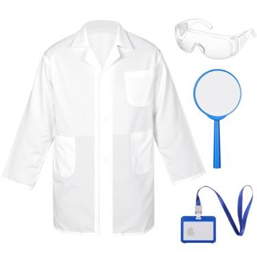 Imagem de Tarpop 4 Pcs Lab Coat Costume Kit for Kids Doctor Coat Glasses ID Card for Projects Scientist Costume Halloween Christmas Cosplay (M)