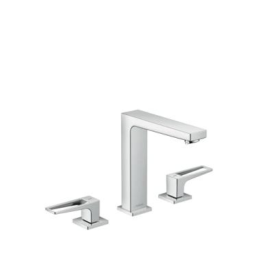 Imagem de hansgrohe Torneira de pia de banheiro Metropol moderna de baixo fluxo de água com 2 alças 3 17,78 cm de altura cromada, 74519001