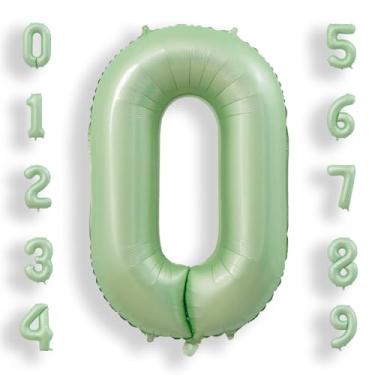 Imagem de AULE Números grandes de balões de 101 cm, verde sálvia, balões grandes com números de alumínio, decorações de festa de feliz aniversário de hélio gigante para homens e mulheres, suprimentos de festa