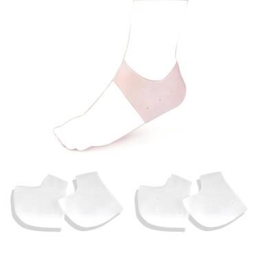 Imagem de JHTSOLE 2 Pares de Protetores de Calcanhar em Gel, Palmilhas para Fascite Plantar Alívio da Dor, Almofadas de Gel para Calcanhar para Esporão Ósseo, Tendinite de Aquiles e Mais