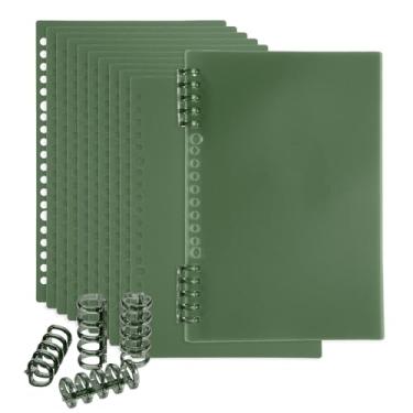 Imagem de PATIKIL Pacote com 12 capas de encadernação, A5 (8,4 x 5,7 polegadas) 22 mil capas de caderno de plástico com pente de encadernação para apresentação de relatório de livro, verde escuro