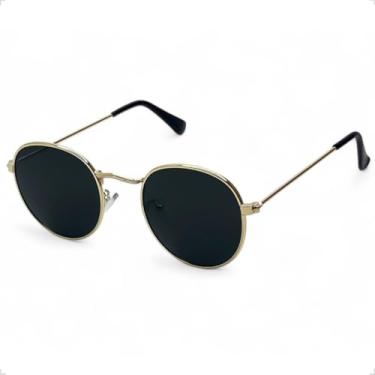 Imagem de Óculos De Sol Redondo Unissex Estilo Hexa Preto Com Dourado Original Solon Glasses Design Premim Uv400 Modelo Classic Hypado Estiloso Visual Sofisticado Elegante - Case, Flanela, Limpa Lentes 25ml