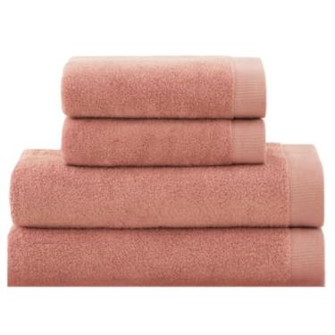 Imagem de Jogo de Toalhas de Banho 4 Peças 100% Algodão Toalhas de Banho e Rosto Felpudas Super Macias(Goiaba)