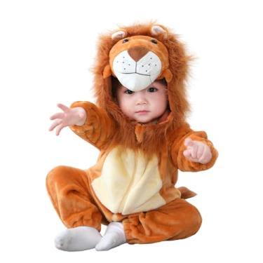 Imagem de TONWHAR Macacão unissex para bebês com desenho animado de animal para uso doméstico infantil, Leão macho, 2-3 Anos
