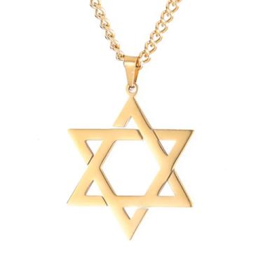 Imagem de TEAMER Colar com pingente de estrela de Davi Magen judeu amuleto colares de aço inoxidável joias vintage, Aço inoxidável, Sem Pedra Preciosa