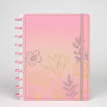 Imagem de Caderno De Disco Médio Floral 86 Folhas Dcarte, Rosa Claro