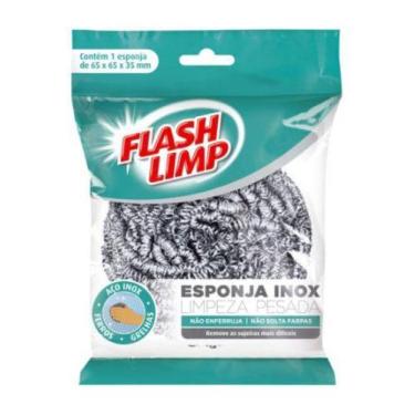 Imagem de Kit com 05- Esponja Inox Limpeza Pesada- FLASHLIMP