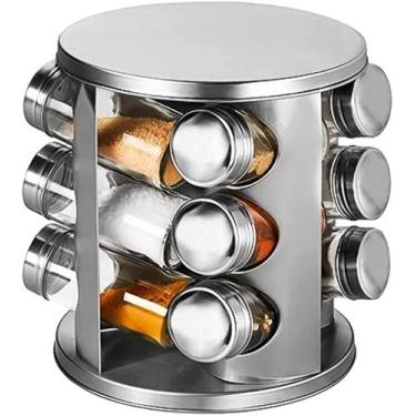 Imagem de Porta Condimentos Giratório 12 Frascos Cromado Aço Inox - CLIMACO