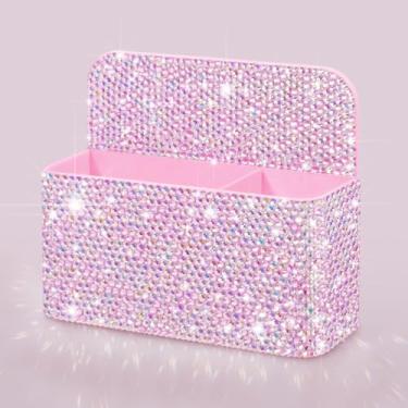 Imagem de Mifoneix Suporte magnético brilhante para caneta de quadro branco para mulheres, meninas, organizador de mesa de presente brilhante com strass para Natal, escola, material de escritório (rosa)